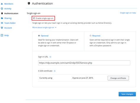 How to log in to Dropbox with SSO .